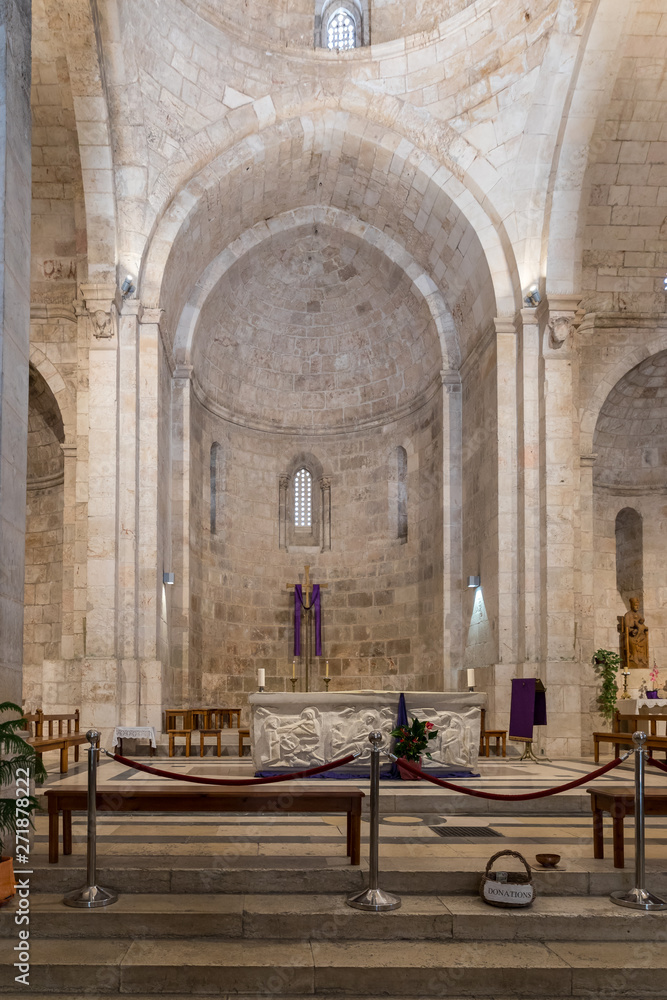 The main hall in the Church of Saint Anne near Pools of Bethesda in the old city of Jerusalem, Israel