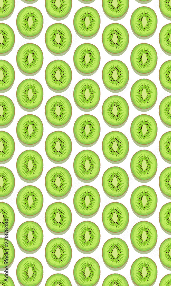 Seamless pattern fruit kiwi piece with shadow on white background, Vector illustration Seamless pattern fruit kiwi piece with shadow on white background, Vector illustration