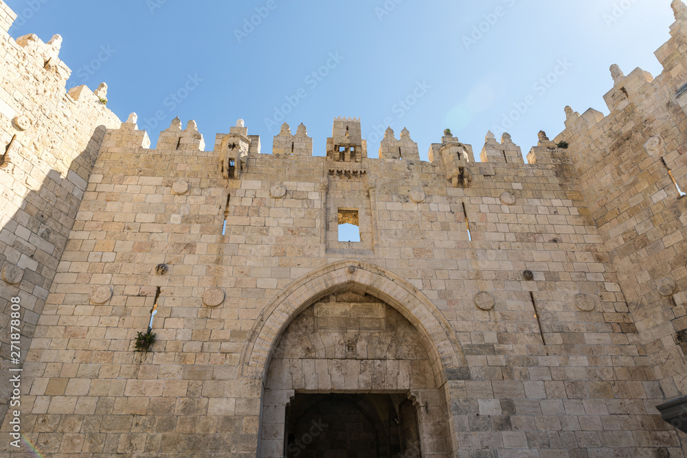 Damascus Gate in the old city of Jerusalem, Israel