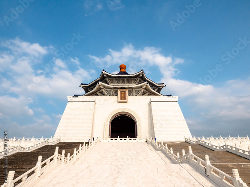 Taipei, Taiwan - May 13, 2019: A famous monument, landmark and tourist attraction erected in memory of Generalissimo Chiang Kai-shek, Chiang Kai Shek memorial hall, Taiwan. photo