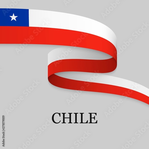 Waving ribbon or banner with flag