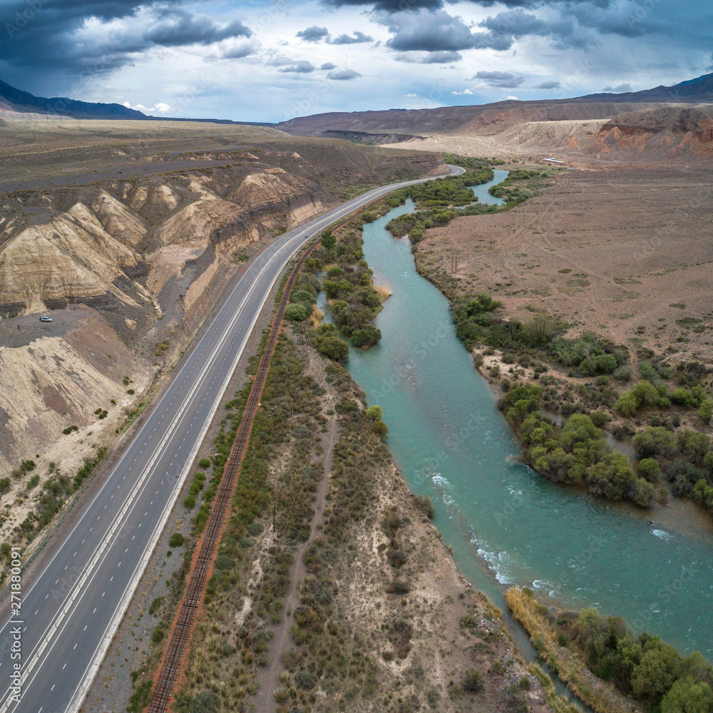 Mountain highway in Kyrgyzstan