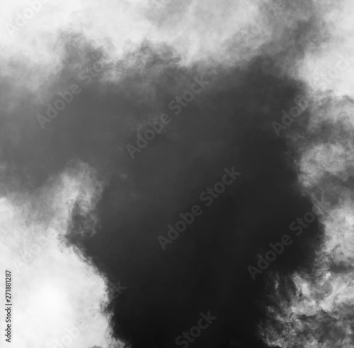black dense smoke on white background