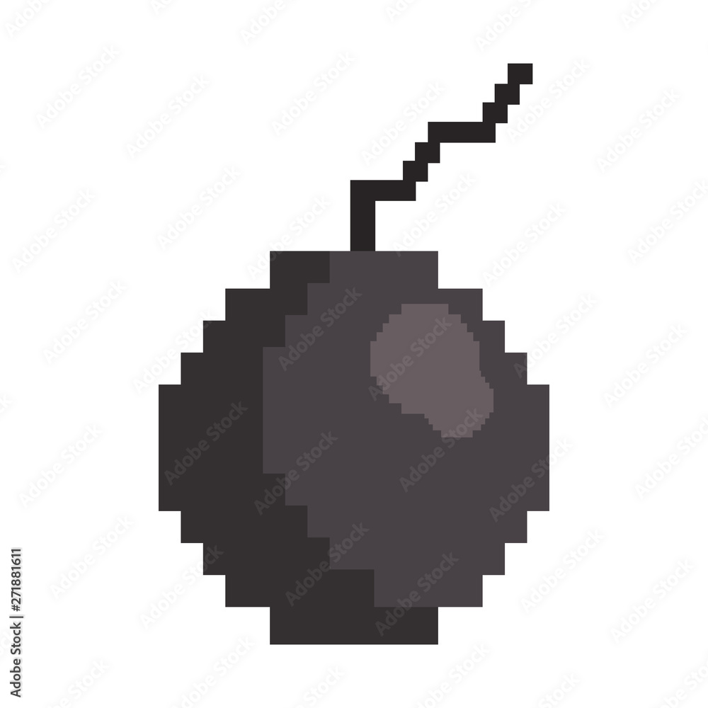 Retro videogame bomb pixelated cartoon isolated Retro videogame bomb pixelated cartoon isolated