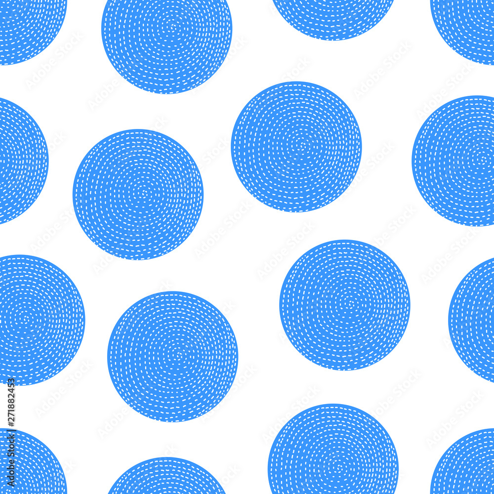Blue vintage polka dots. Seamless pattern.