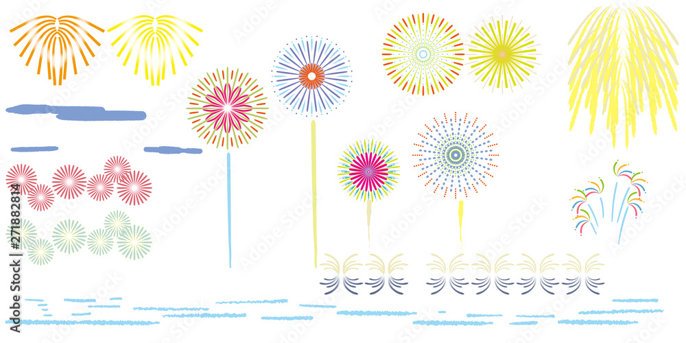 百花繚乱 打ち上げ花火 カタログ イラスト Stock ベクター Adobe Stock