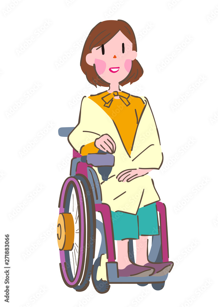 ショールを羽織った車椅子の女性 イラスト Stock Illustration Adobe Stock