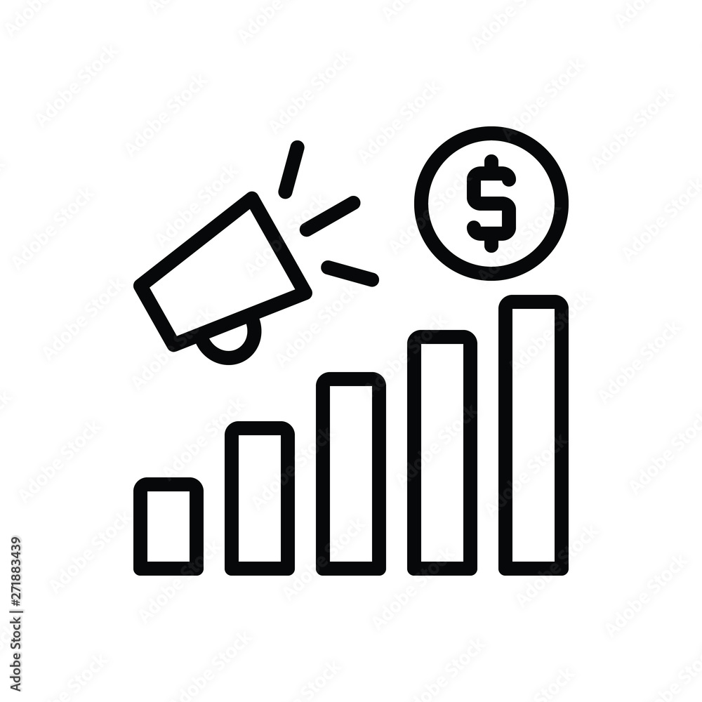 Black line icon for promotion increase Black line icon for promotion increase