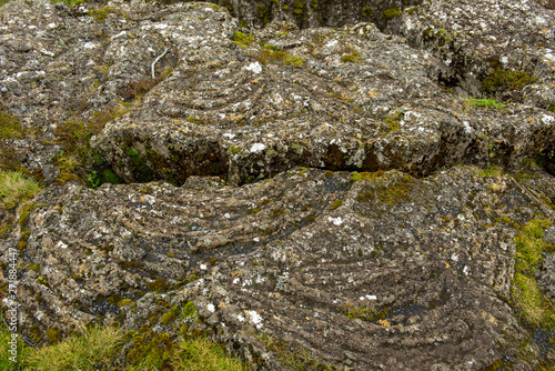 Rift dividing tectonic plates in Silfra  Iceland