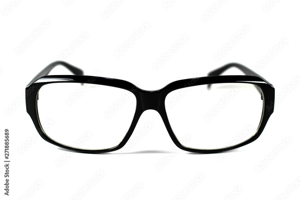 Black eyeglasses isolated on white background, Close up black eyeglasses Black eyeglasses isolated on white background, Close up black eyeglasses