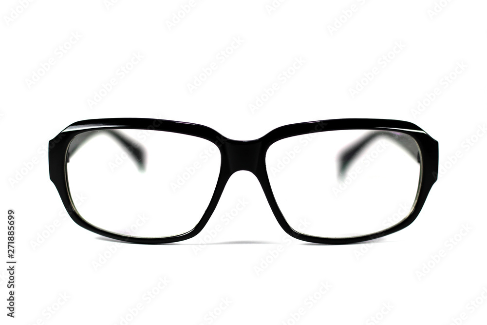 Black eyeglasses isolated on white background, Close up black eyeglasses Black eyeglasses isolated on white background, Close up black eyeglasses