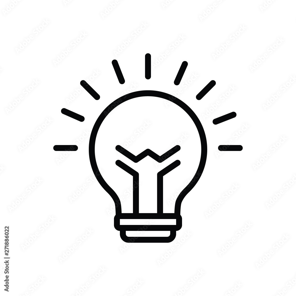 Black line icon for lightbulb idea Black line icon for lightbulb idea
