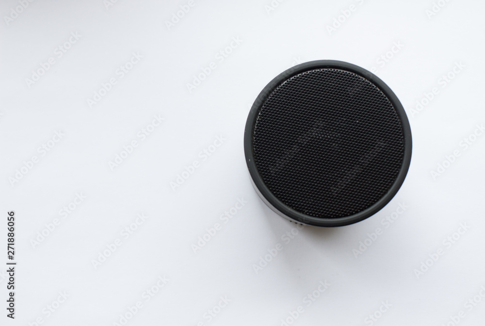 Black Bluetooth speaker on white background Black Bluetooth speaker on white background