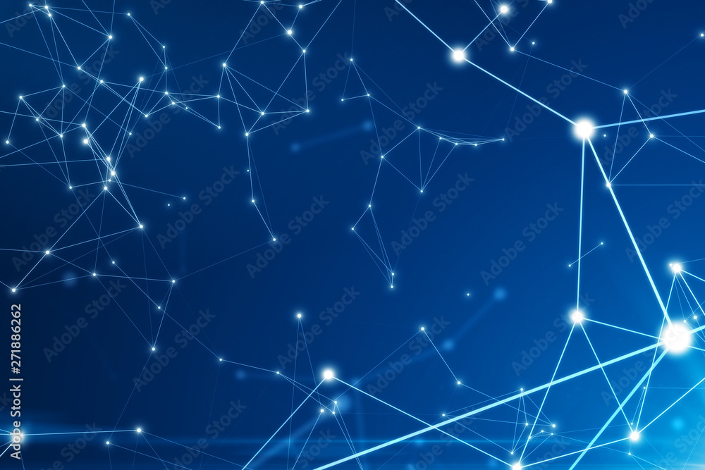 Abstract connected dots on bright blue background. Abstract connected dots on bright blue background.