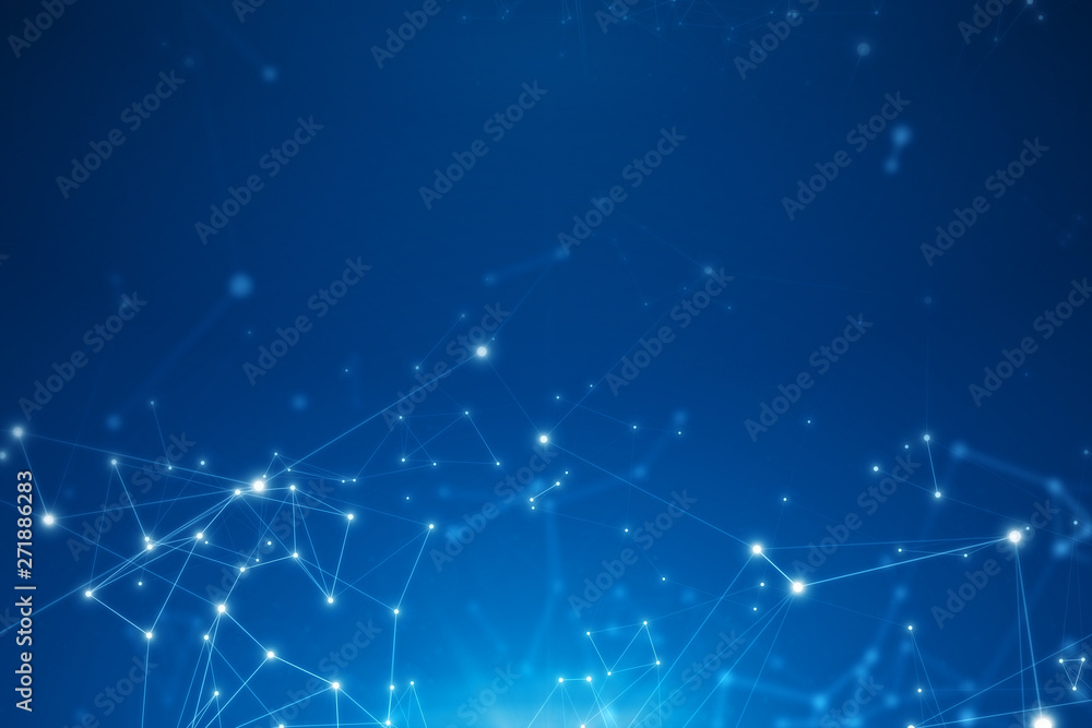 Abstract connected dots on bright blue background. Abstract connected dots on bright blue background.