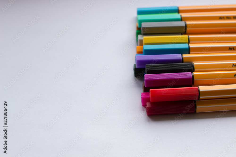 Set of colorful pens on white background Set of colorful pens on white background