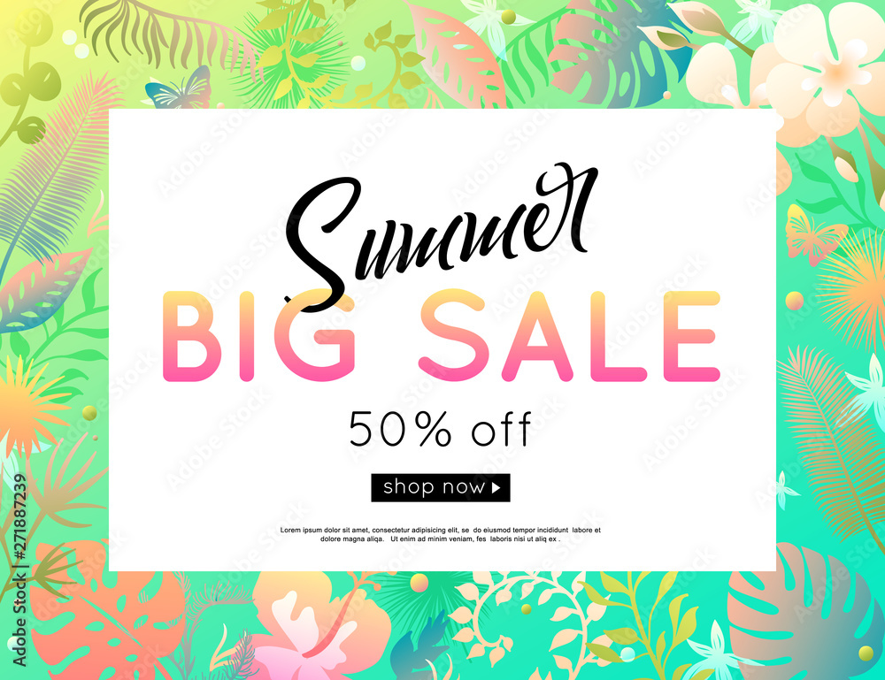 Obraz premium Vector summer sale banner design. Paper style.
