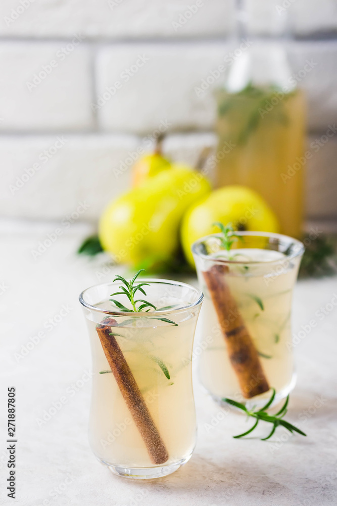 Spiced fermented cinnamon ginger kombucha. Selective focus, space for text. Spiced fermented cinnamon ginger kombucha. Selective focus, space for text.
