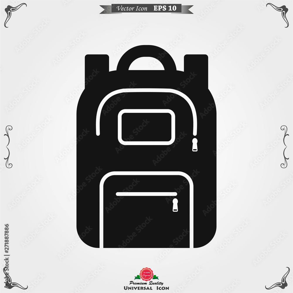 Backpack solid icon. Luggage symbol design, designed for web and app. Eps 10 Backpack solid icon. Luggage symbol design, designed for web and app. Eps 10