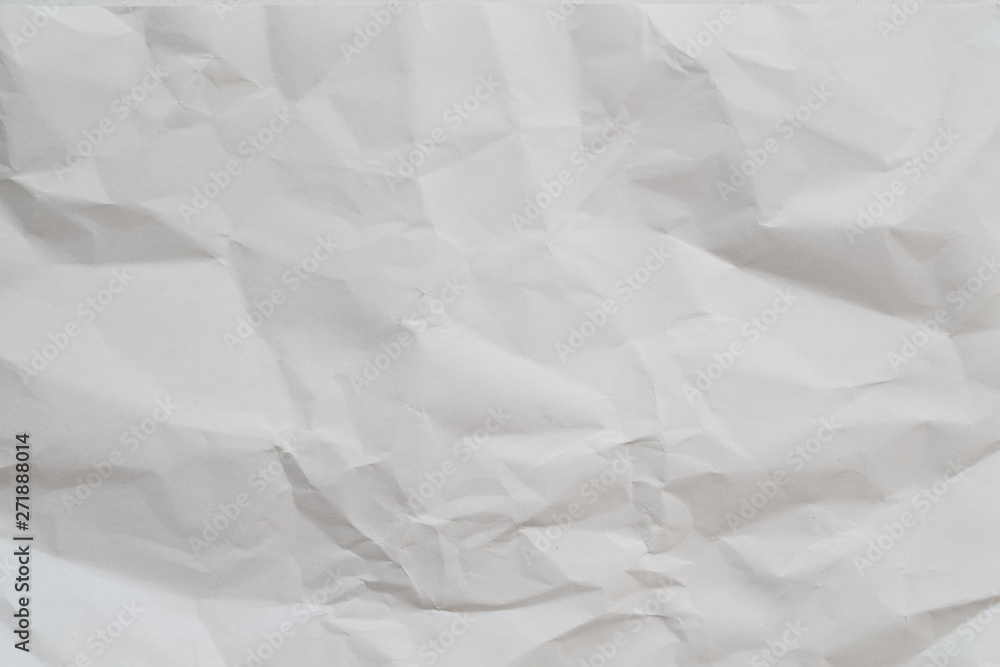 Fototapeta premium White crumpled paper abstract art background. Wrinkled texture effect. Copy space.
