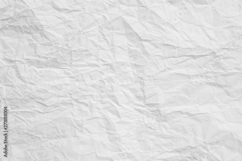 White crumpled paper abstract art background. Wrinkled texture effect. Copy space.