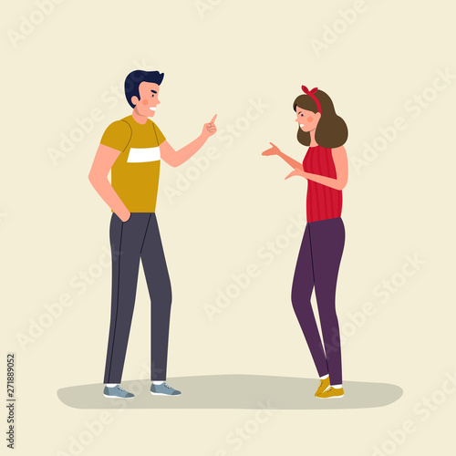 Man and woman  quarreling isolated. Vector flat style illustration