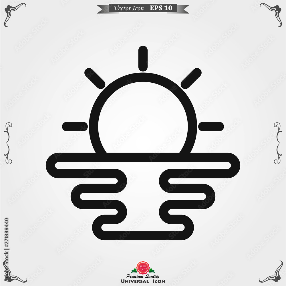 Fototapeta premium Beach icon vector of vacation and tourism, summer symbol