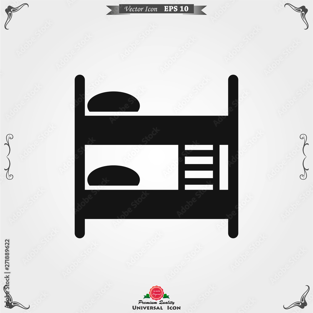 Bed icon vector, flat symbol on background. Bed icon vector, flat symbol on background.