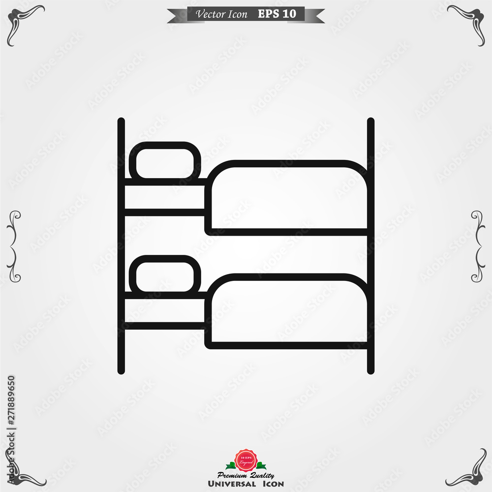 Bed icon vector, flat symbol on background. Bed icon vector, flat symbol on background.
