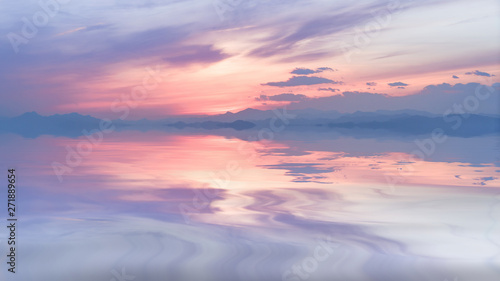 Fototapeta Naklejka Na Ścianę i Meble -  wonderful sky clouds and lake reflection.