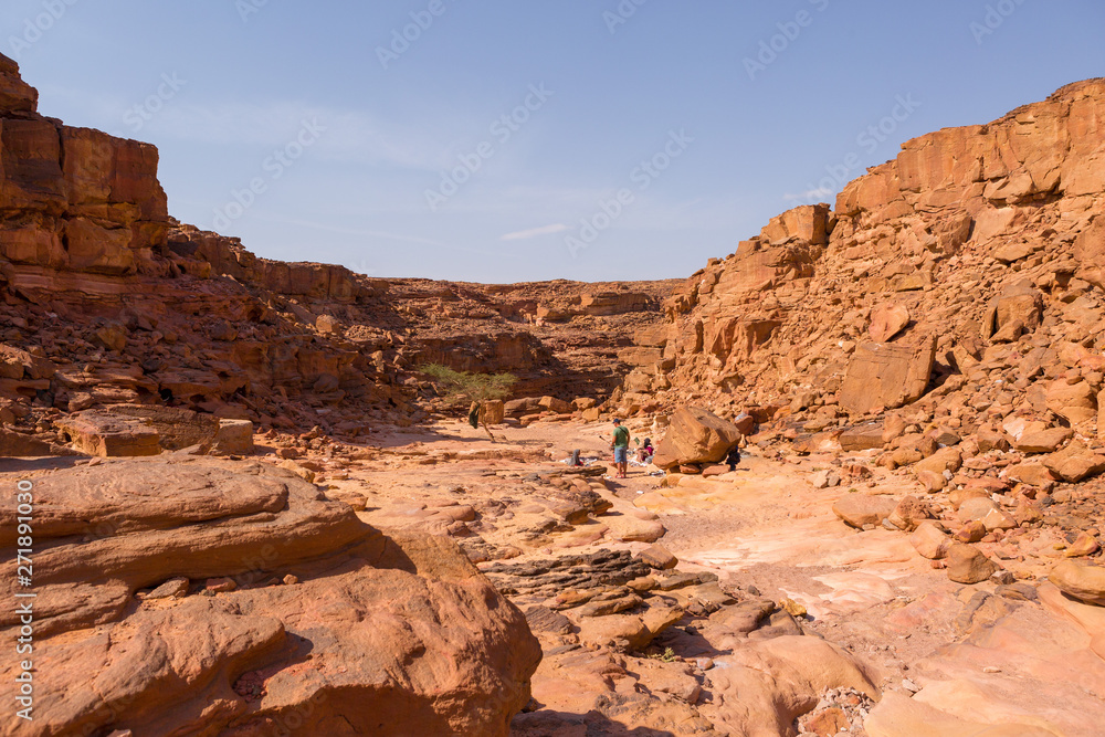 Coloured Canyon is a rock formation on South Sinai (Egypt) peninsula. Desert rocks of multicolored sandstone background.	