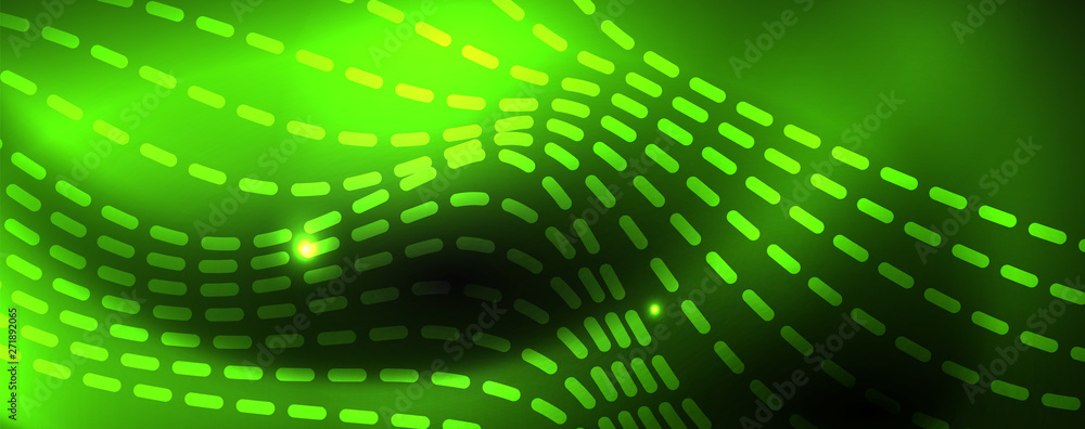 Smoky glowing waves in the dark. Dark abstract background with neon color light and wavy lines. Vector Smoky glowing waves in the dark. Dark abstract background with neon color light and wavy lines. Vector