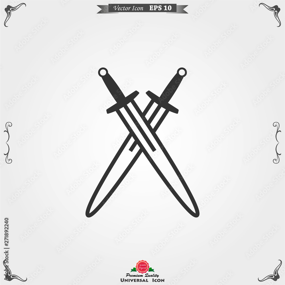 Sword icon, vector flat icon illustration isolated on background. Sword icon, vector flat icon illustration isolated on background.