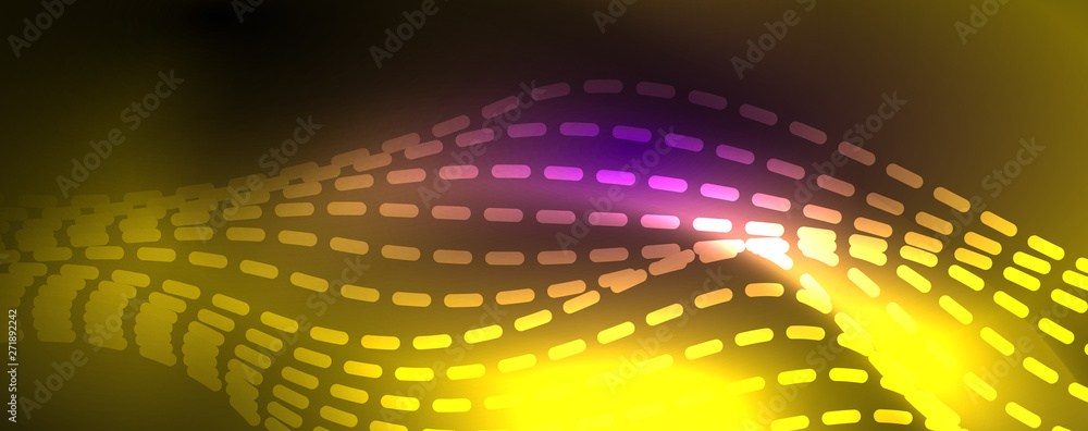 Obraz premium Neon vector wave lines abstract background, magic futuristic techno design