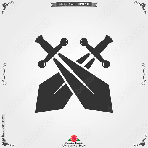 Sword icon, vector flat icon illustration isolated on background.