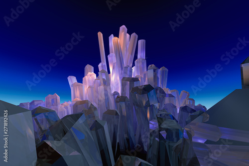 Crystal mountain in night