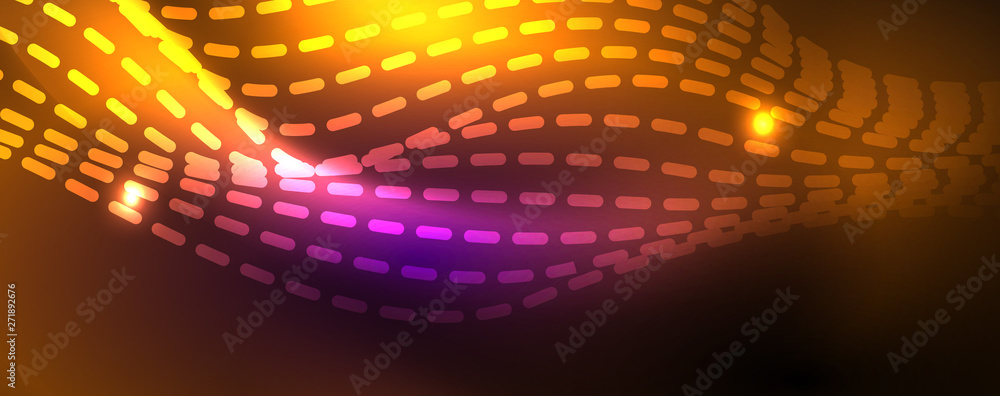 Neon vector wave lines abstract background, magic futuristic techno design Neon vector wave lines abstract background, magic futuristic techno design
