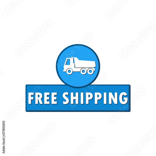 Blue Free Shipping sign, button, icon photo