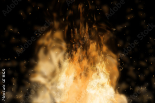 Abstract fire isolated in black.