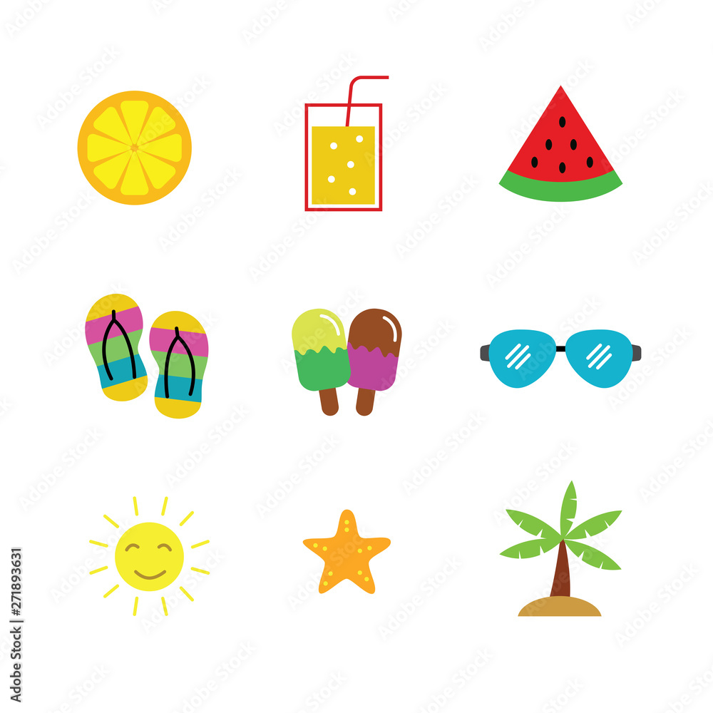 Set of beach and summer related icon Set of beach and summer related icon