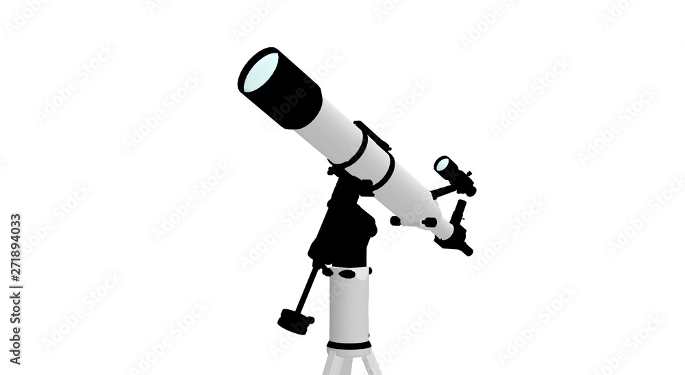 Fototapeta premium Telescope isolated on white 3D Rendering