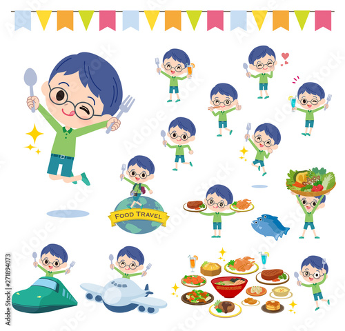 Green clothing glasses boy_food festival