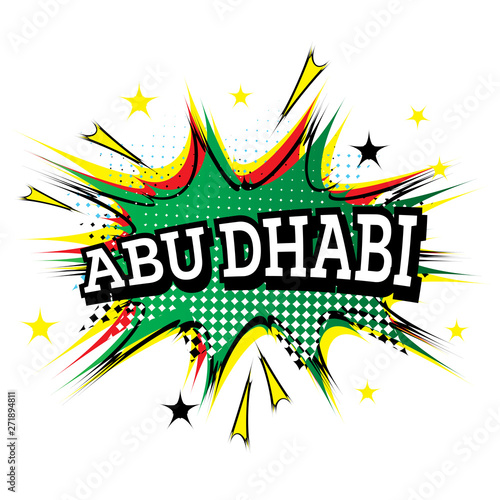 Abu Dhabi Comic Text in Pop Art Style.