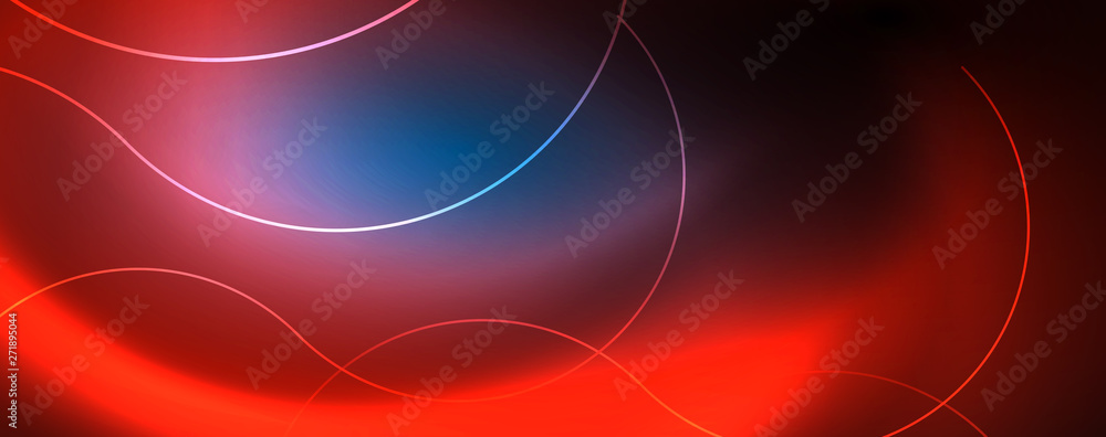Trendy neon blue abstract design with waves and circles. Neon light glowing effect. Abstract digital background. Trendy neon blue abstract design with waves and circles. Neon light glowing effect. Abstract digital background.