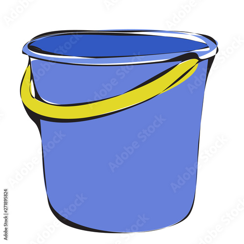 isolated, blue bucket in flat style