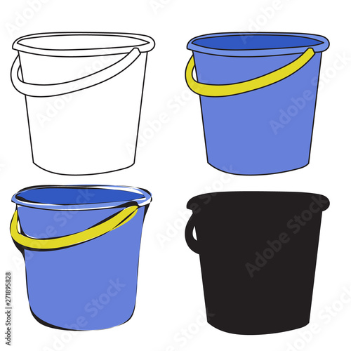 isolated, blue bucket in flat style