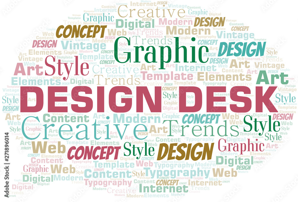 Design Desk word cloud. Wordcloud made with text only.