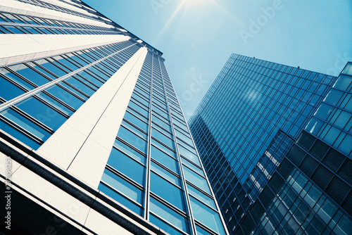 Up to see modern building in city.