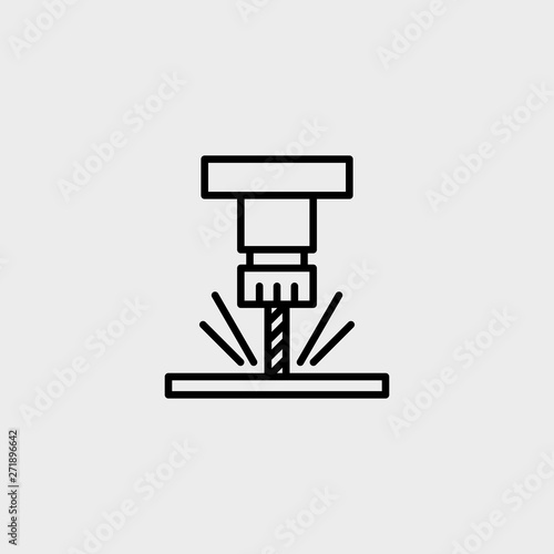 CNC milling machine spindle. Vector outline icon milling tool.