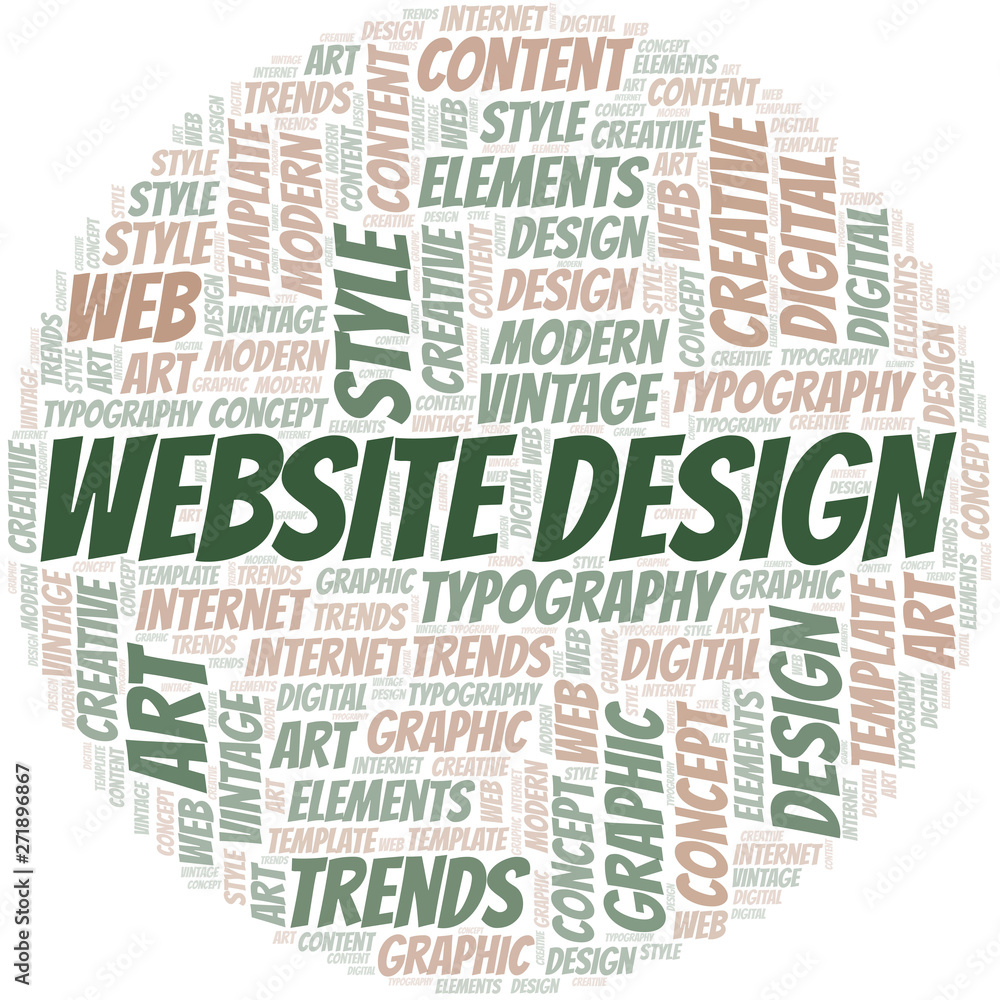 Website Design word cloud. Wordcloud made with text only. Website Design word cloud. Wordcloud made with text only.